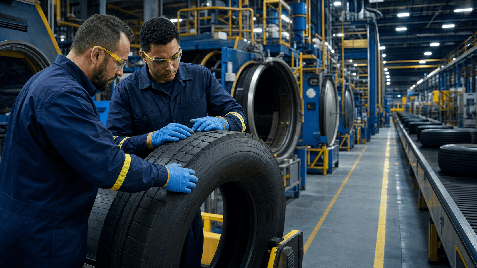 Controle de qualidade em uma linha industrial de recapagem